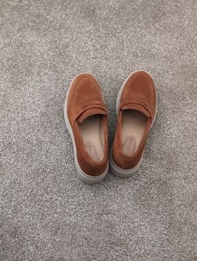 Women's Suede Penny Loafers in Chestnut Brown